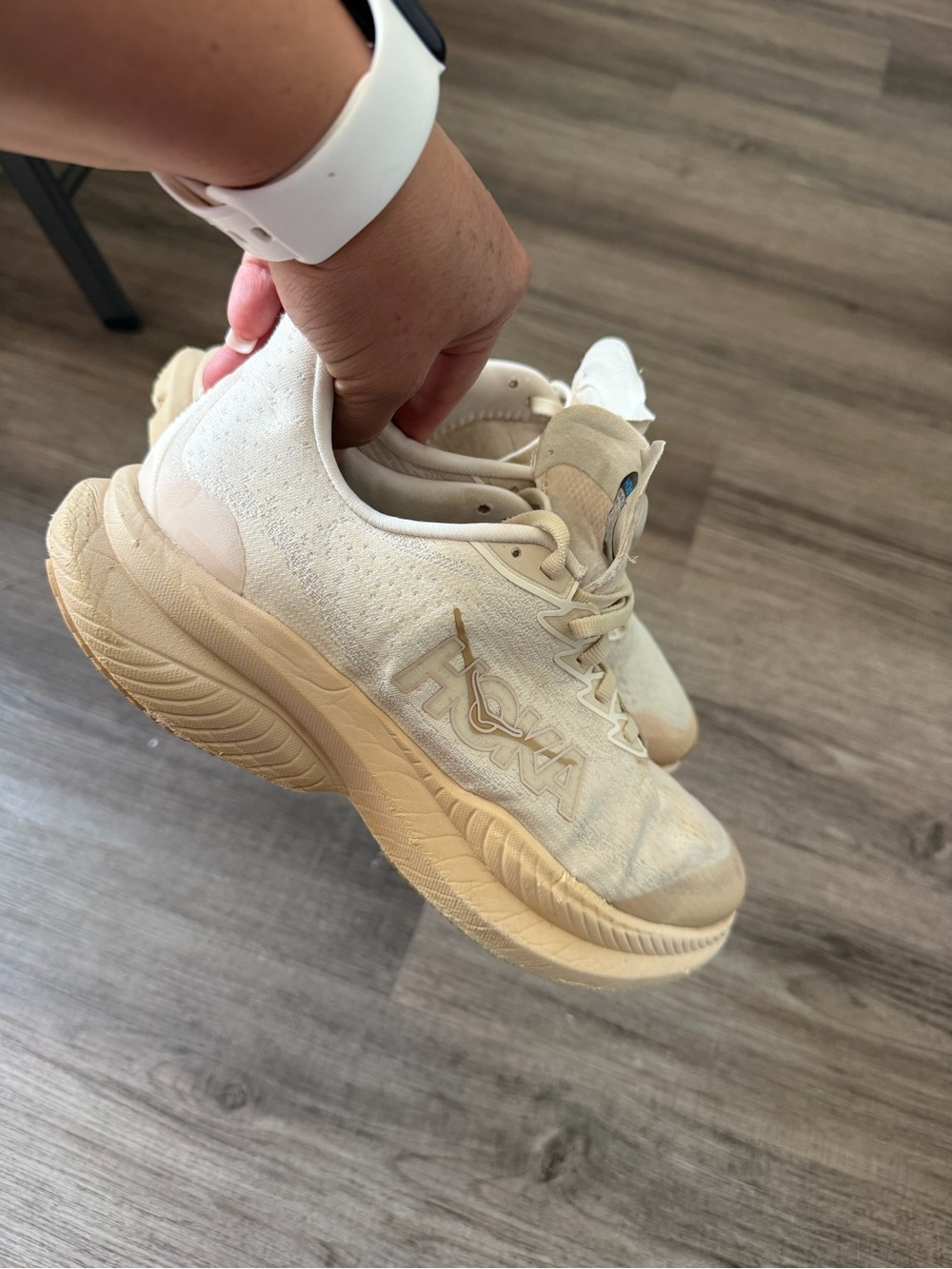 Hoka Women's Cream/Tan Athletic Running Shoes